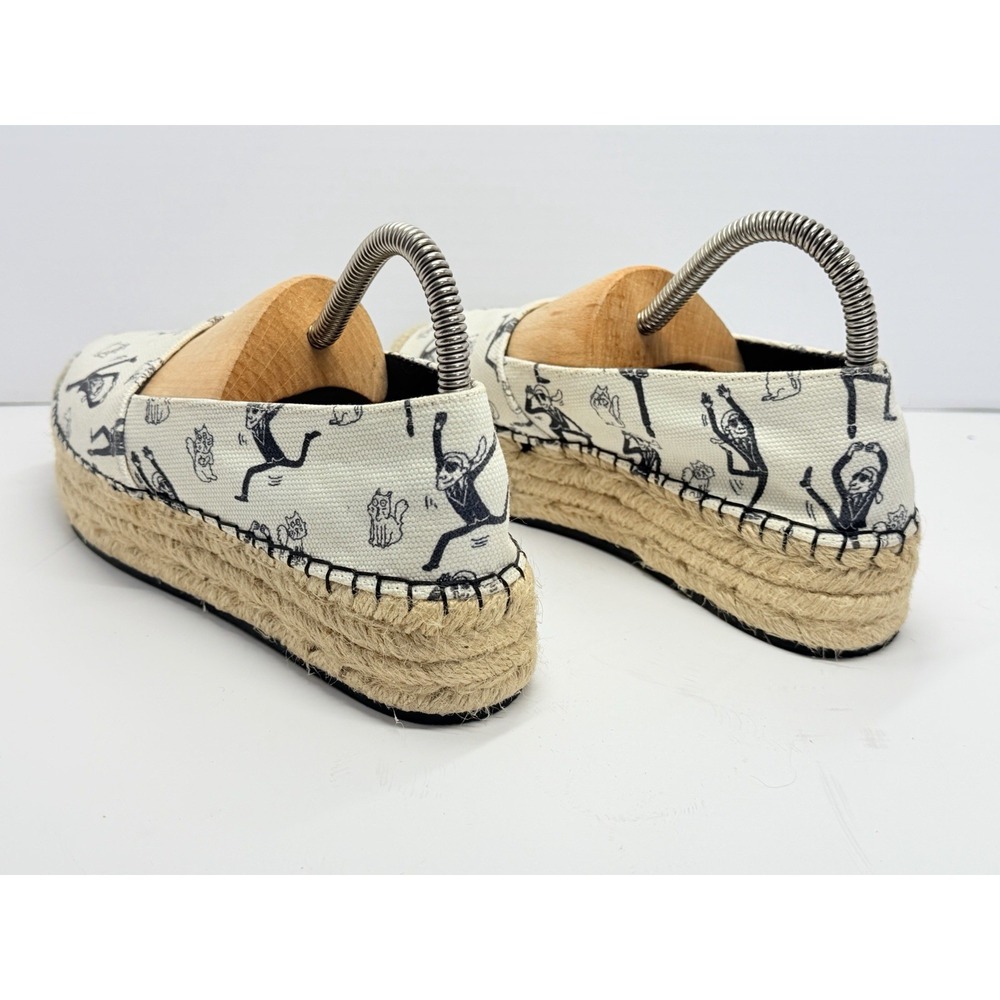 Karl Lagerfeld Paris Antibes7 Women 6.5 Cream Canvas Platform Espadrilles - Picture 7 of 11